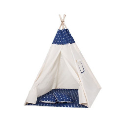 Teepee stan pre deti SPRINGOS Tmavo modrý s hviezdami