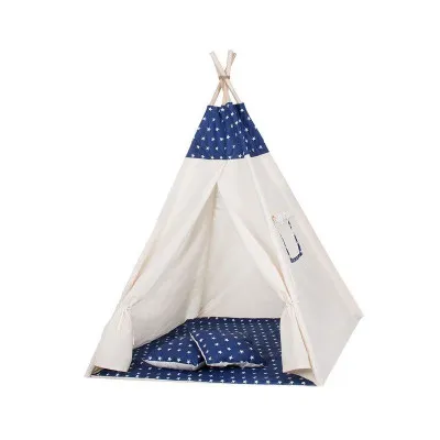 Teepee stan pre deti SPRINGOS Tmavo modrý s hviezdami