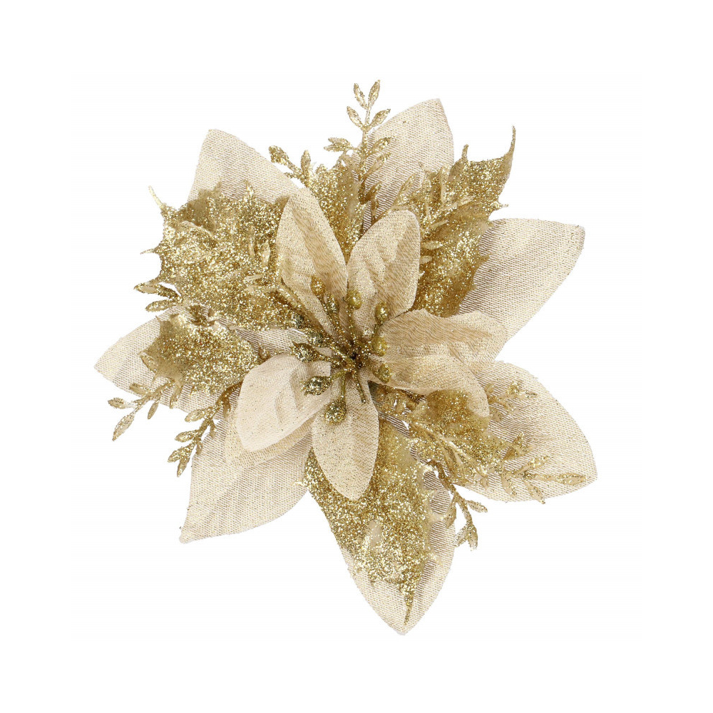 Vianočná hviezda s klipom 13x13 cm, zlatá