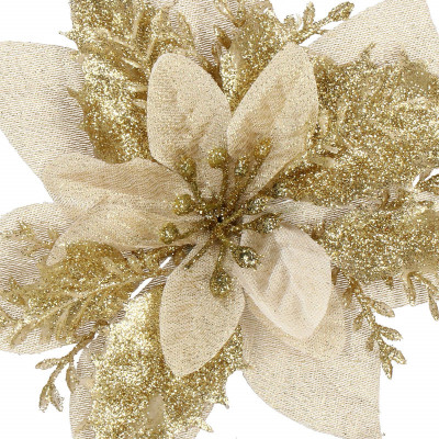 Vianočná hviezda s klipom 13x13 cm, zlatá