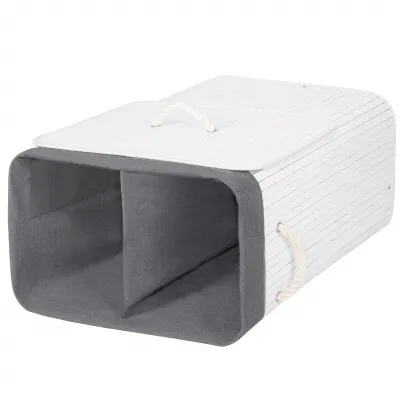 Kôš na bielizeň 100l SPRINGOS BAMBUS LAUNDRY biely