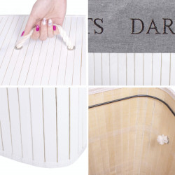 Kôš na bielizeň 100l SPRINGOS BAMBUS LAUNDRY biely