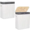 Kôš na bielizeň 100l SPRINGOS BAMBUS LAUNDRY biely