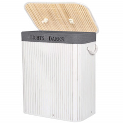 Kôš na bielizeň 100l SPRINGOS BAMBUS LAUNDRY biely