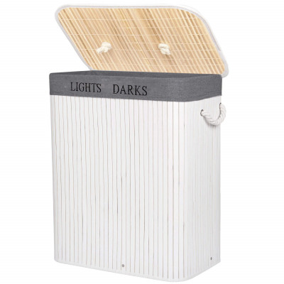 Kôš na bielizeň 100l SPRINGOS BAMBUS LAUNDRY biely