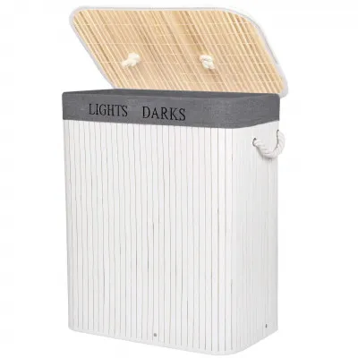 Kôš na bielizeň 100l SPRINGOS BAMBUS LAUNDRY biely