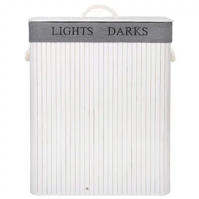 Kôš na bielizeň 100l SPRINGOS BAMBUS LAUNDRY biely