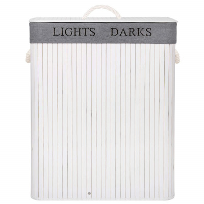 Kôš na bielizeň 100l SPRINGOS BAMBUS LAUNDRY biely