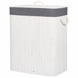 Kôš na bielizeň 100l SPRINGOS BAMBUS LAUNDRY biely