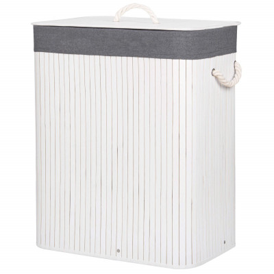 Kôš na bielizeň 100l SPRINGOS BAMBUS LAUNDRY biely
