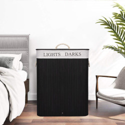 Kôš na bielizeň 100l SPRINGOS BAMBUS LAUNDRY čierny