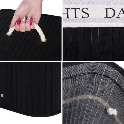 Kôš na bielizeň 100l SPRINGOS BAMBUS LAUNDRY čierny