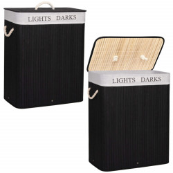 Kôš na bielizeň 100l SPRINGOS BAMBUS LAUNDRY čierny