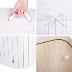 Kôš na bielizeň 72l SPRINGOS BAMBOO biely