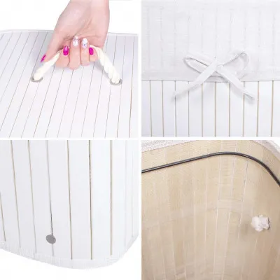 Kôš na bielizeň 72l SPRINGOS BAMBOO biely