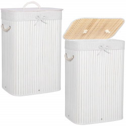 Kôš na bielizeň 72l SPRINGOS BAMBOO biely