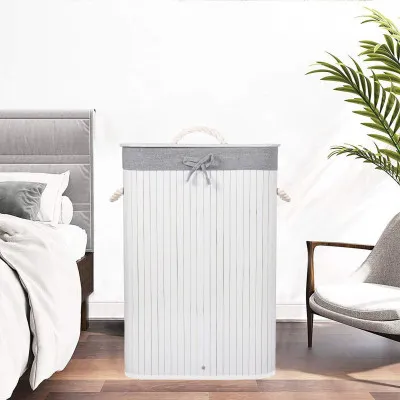 Kôš na bielizeň 72l SPRINGOS BAMBOO sivý