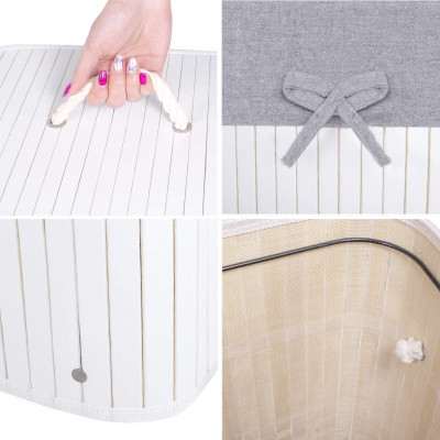 Kôš na bielizeň 72l SPRINGOS BAMBOO sivý