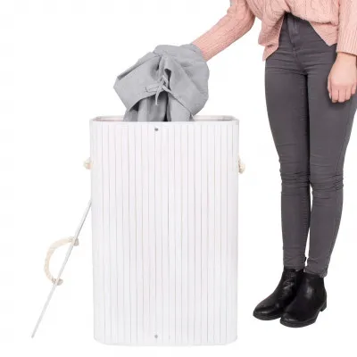 Kôš na bielizeň 72l SPRINGOS BAMBOO sivý