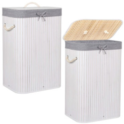 Kôš na bielizeň 72l SPRINGOS BAMBOO sivý