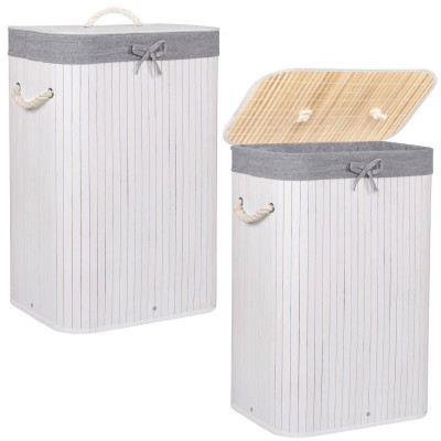 Kôš na bielizeň 72l SPRINGOS BAMBOO sivý
