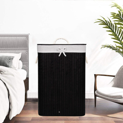 Kôš na bielizeň 72l SPRINGOS BAMBOO čierny