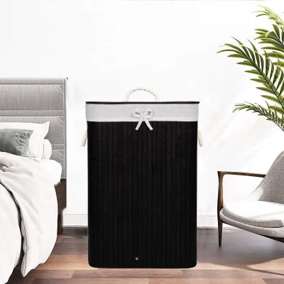 Kôš na bielizeň 72l SPRINGOS BAMBOO čierny
