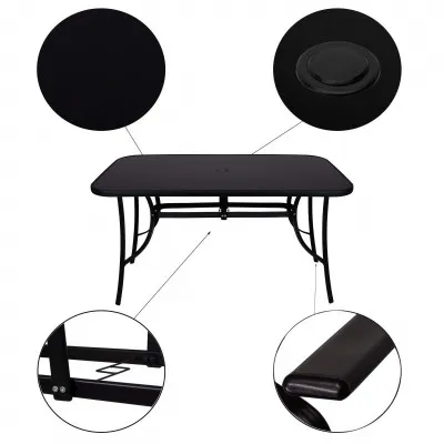 Záhradný stôl 150x90 cm SPRINGOS TOSCANA BLACK čierny