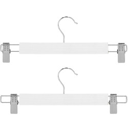 Drevené ramienka s klipom na nohavice / sukne, biele, súprava 2ks SPRINGOS HG0056