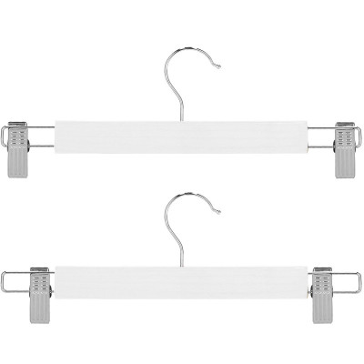 Drevené ramienka s klipom na nohavice / sukne, biele, súprava 2ks SPRINGOS HG0056