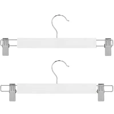 Drevené ramienka s klipom na nohavice / sukne, biele, súprava 2ks SPRINGOS HG0056