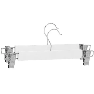 Drevené ramienka s klipom na nohavice / sukne, biele, súprava 2ks SPRINGOS HG0056