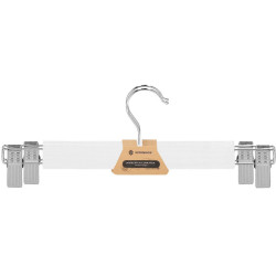 Drevené ramienka s klipom na nohavice / sukne, biele, súprava 2ks SPRINGOS HG0056