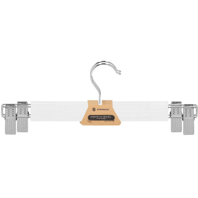 Drevené ramienka s klipom na nohavice / sukne, biele, súprava 2ks SPRINGOS HG0056