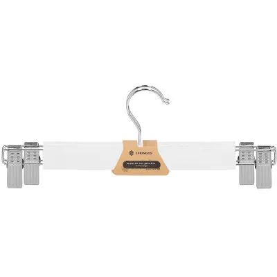 Drevené ramienka s klipom na nohavice / sukne, biele, súprava 2ks SPRINGOS HG0056