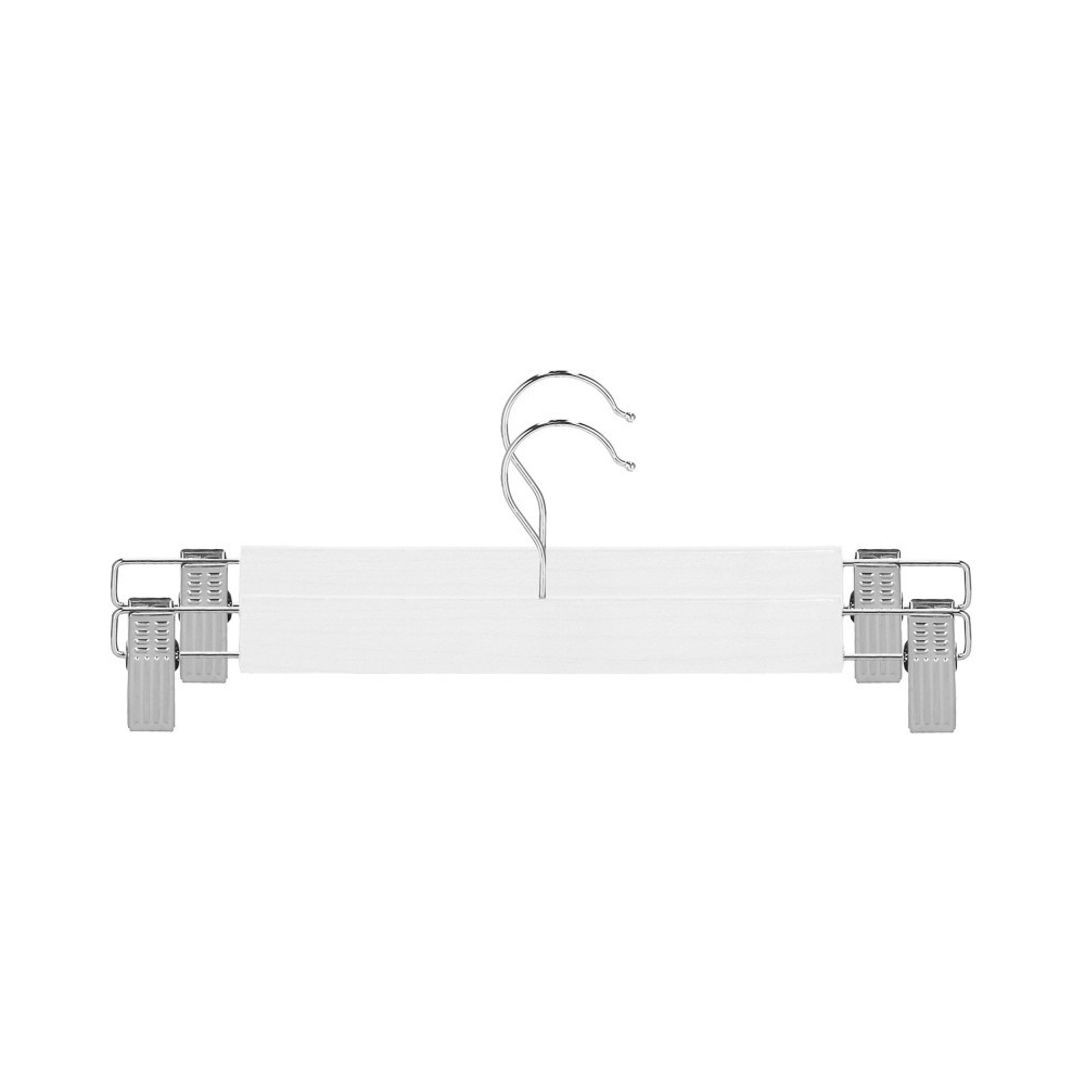 Drevené ramienka s klipom na nohavice / sukne, biele, súprava 2ks SPRINGOS HG0056