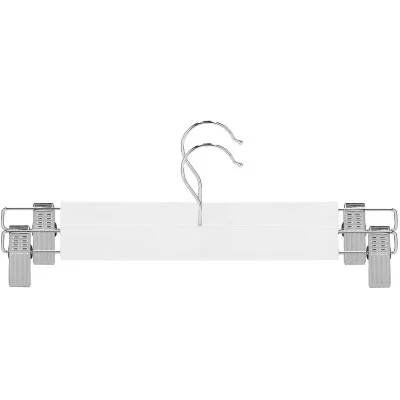 Drevené ramienka s klipom na nohavice / sukne, biele, súprava 2ks SPRINGOS HG0056