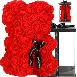 Medvedík z ruží 30 cm, červený SPRINGOS ROSE BEAR