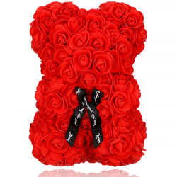 Medvedík z ruží 30 cm, červený SPRINGOS ROSE BEAR
