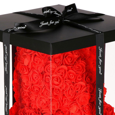 Medvedík z ruží 30 cm, červený SPRINGOS ROSE BEAR