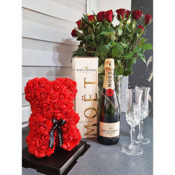 Medvedík z ruží 30 cm, červený SPRINGOS ROSE BEAR