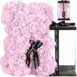 Medvedík z ruží 30 cm, ružový SPRINGOS ROSE BEAR