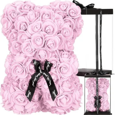 Medvedík z ruží 30 cm, ružový SPRINGOS ROSE BEAR