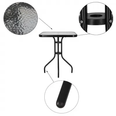 Záhradný stolík 60x60 cm SPRINGOS BISTRO čierny