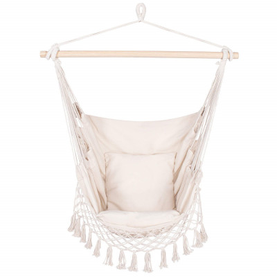 Závesné hojdacie kreslo 130x100 cm, krémové SPRINGOS BORGO III