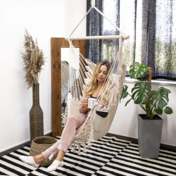 Závesné hojdacie kreslo 130x100 cm, krémové SPRINGOS BORGO III