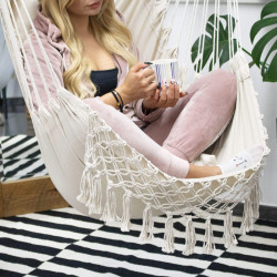 Závesné hojdacie kreslo 130x100 cm, krémové SPRINGOS BORGO III