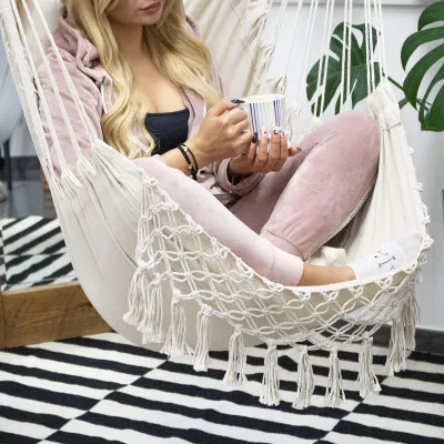 Závesné hojdacie kreslo 130x100 cm, krémové SPRINGOS BORGO III