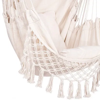 Závesné hojdacie kreslo 130x100 cm, krémové SPRINGOS BORGO III