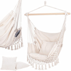 Závesné hojdacie kreslo 130x100 cm, krémové SPRINGOS BORGO III